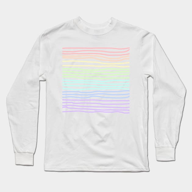 Pastel Rainbow Hand Drawn Lines - Lighter Long Sleeve T-Shirt by Whoopsidoodle